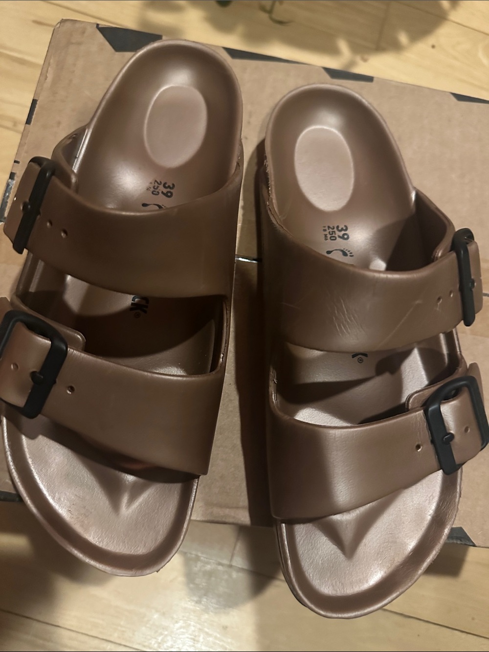 Birkenstock Brown Arizona-style Double Strap EVA Sandals - Picture 2 of 14